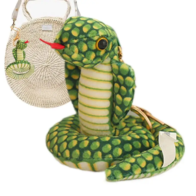 Plush Snake Toy 3.15in Lovely Backpack Snake Keychain Simulated Cobra Rattlesnake Pendant Children Funny Prank Toy