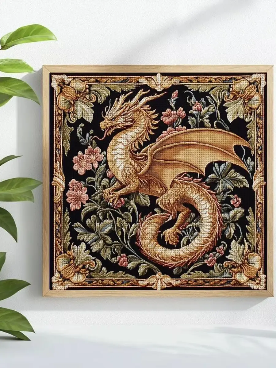1 Stück 30X30CM/11,8 Zoll Golden Dragon Gestempeltes Kreuzstich-Set DIY-Kit 11/14/16CT DIY-Stickset DIY-Kreuzstich-Set – Detail 1