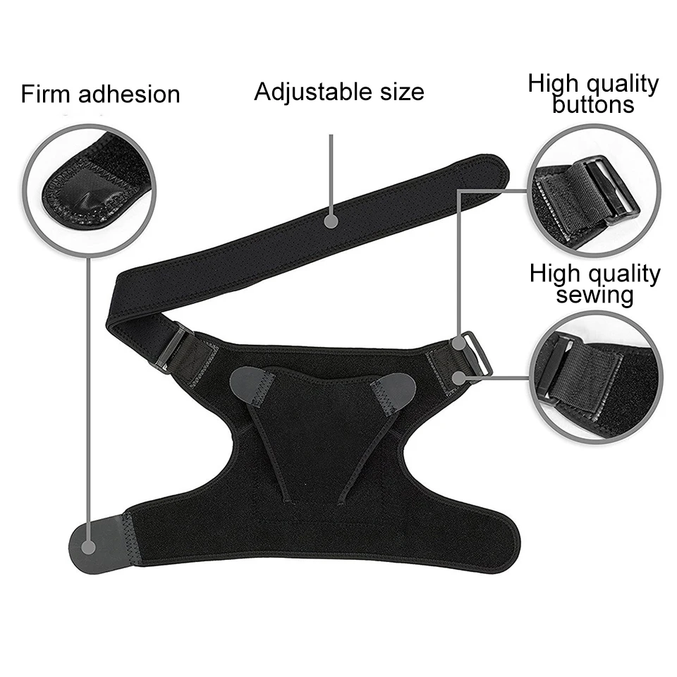 Guard Strap Wrap Belt Band Pads Adjustable Breathable Gym Sports Care Single Shoulder Support Back Brace Black Bandage Men women