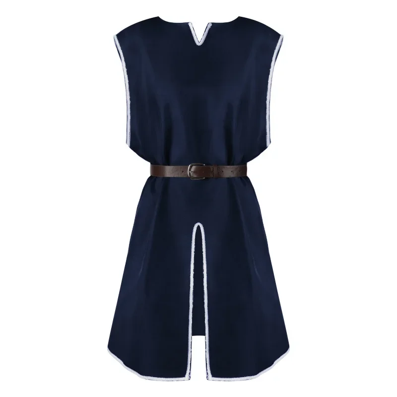 Erwachsene Männer mittelalter liche Renaissance Krieger Ritter Kostüm Robe ärmel los mit Gürtel mittelalter lichen Cosplay Männer Rundhals Tunika Mantel