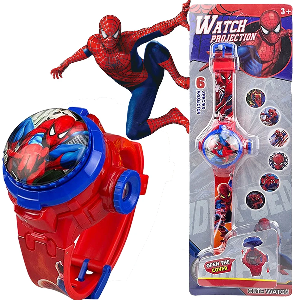 Neue 3D Projektion Spiderman Kinder Drehen Uhren für Kinder Gefrorene Elsa Mädchen Digitale Uhr Schule Student Geschenk relogio infantil