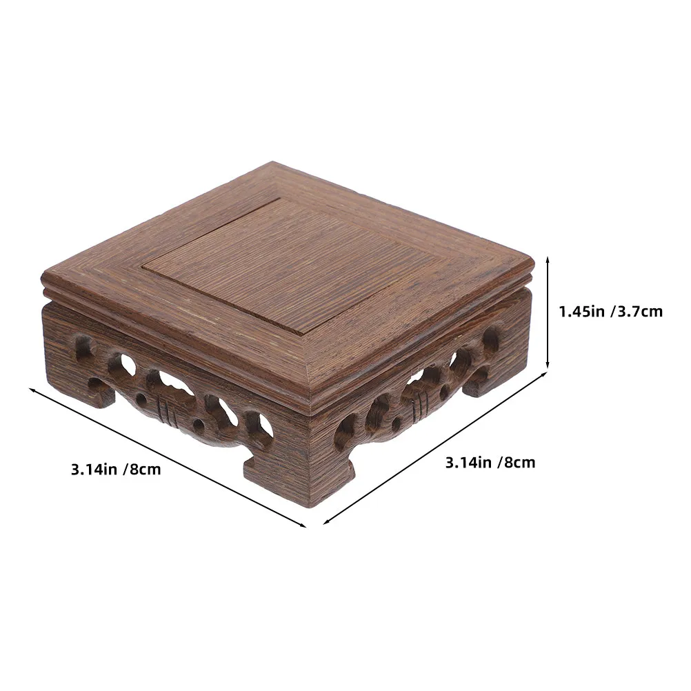 Jichimu Wood Rectangular Display Base for Yixing Teapots Wooden Stand for Art Pieces Carvings Vases Pedestal Stand Natural Grain
