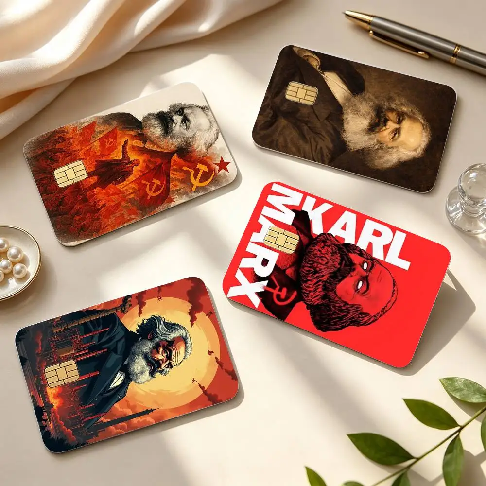 Political Thinker K-Karl M-Marx HD Waterproof Credit Card Stickers Silicone Decals For Chip Game Cards Gift