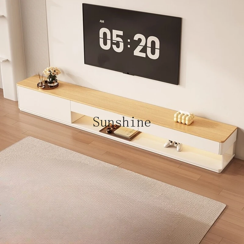 

Log cream wind floor household light luxury high-end TV cabinet