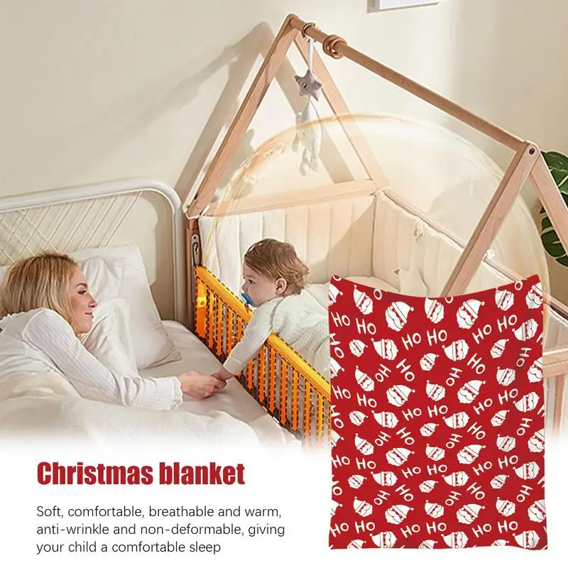 Christmas Throw Blanket Warm Flannel Christmas Blanket Soft Decorative Blanket Breathable Throw Blanket For Sofa Cribs Strollers