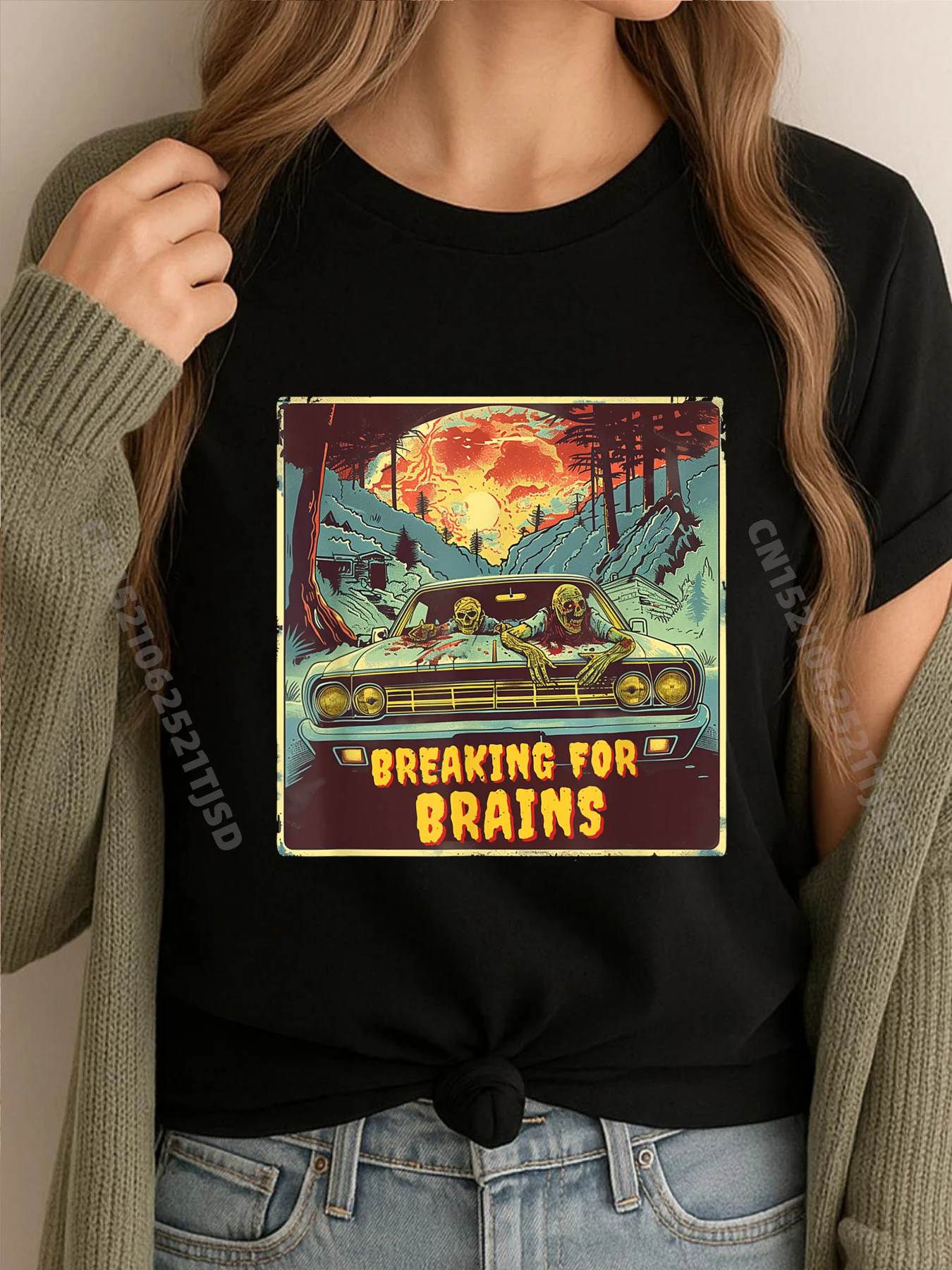 

Забавные футболки на Хэллоуин «Возлом за мозгами, зомби, ужасы», семейные футболки