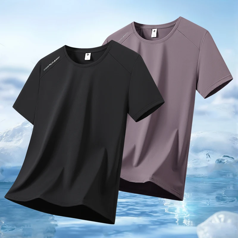 

Мужская футболка для настольного тенниса на открытом воздухе, быстросохнущая, из ледяного шелка, влагоотводящая и дышащая, повседневная, с коротким рукавом