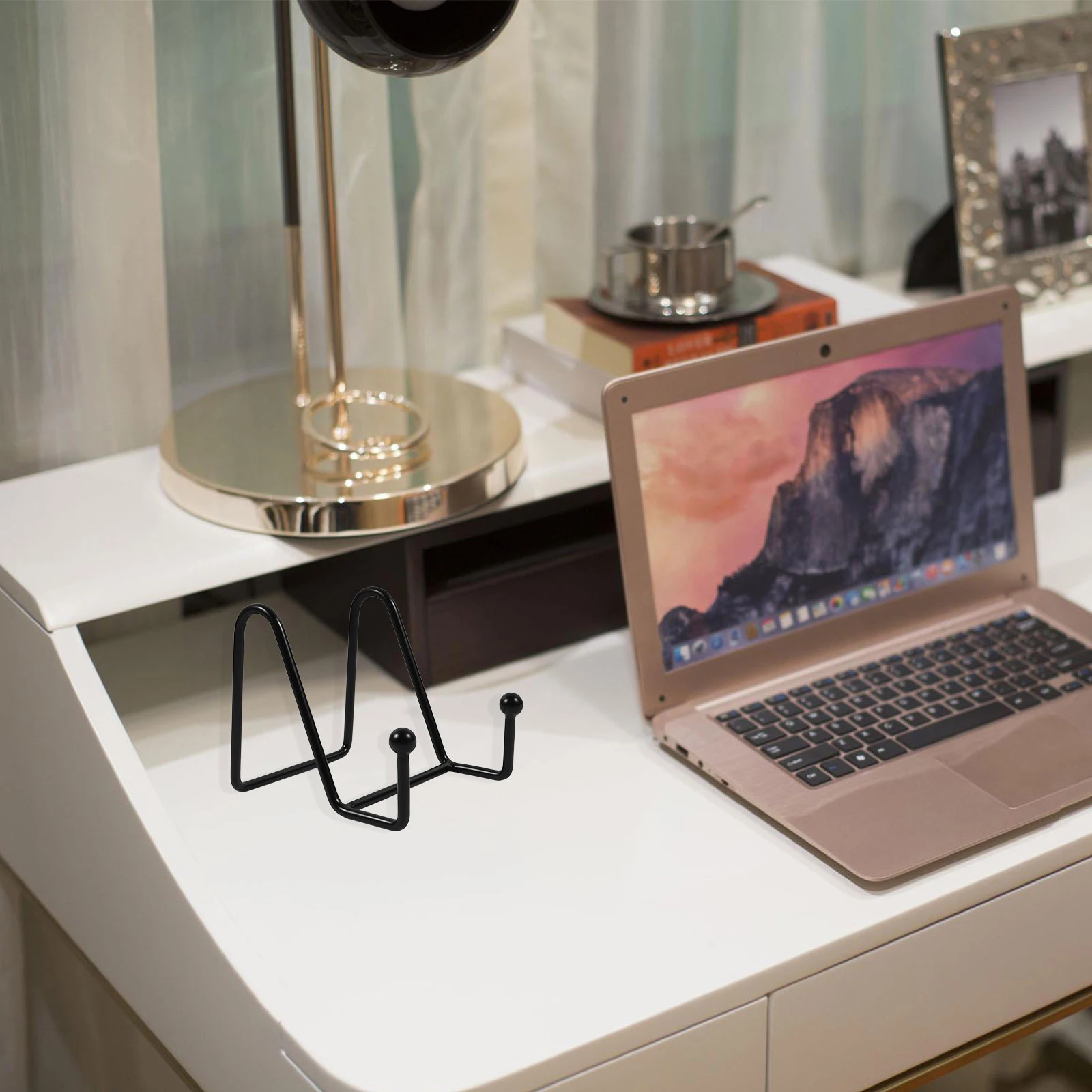 

2Pcs Metal Display Rack Folding Photo Holding Shelf Home Decor Desktop Stand Practical Book Display Photo Holding Rack