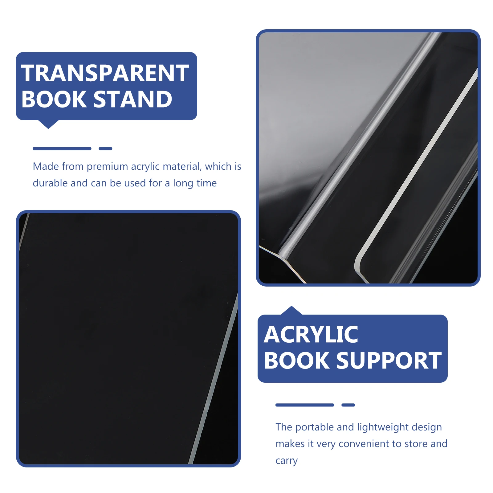 2PCS Acryl Buchstütze Transparent Buch Stehen Magazin Display Regal Desktop ganizer Leichte, Tragbare Buch Rack Halter