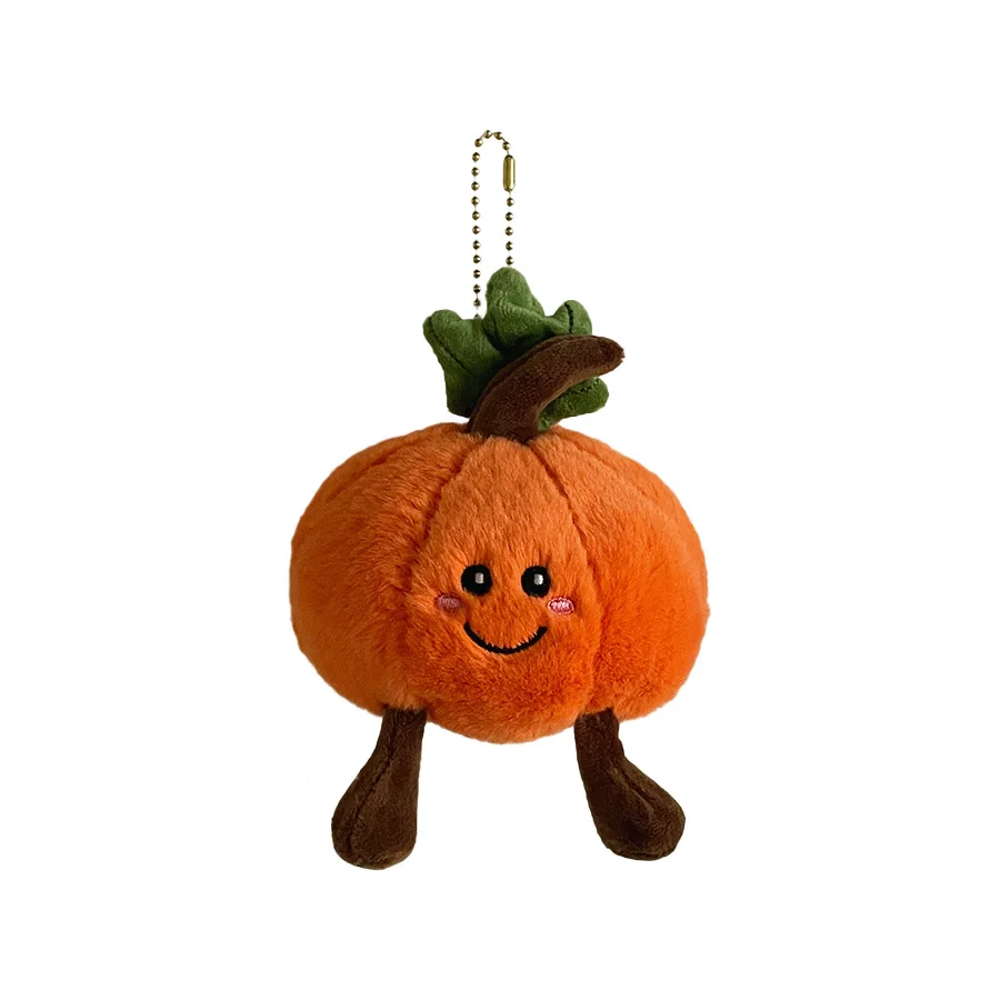 Japonês bonito abóbora boneca de pelúcia pingente chaveiro presente de halloween engraçado realista abóbora peluda boneca chaveiro férias pequenos presentes