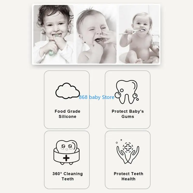 

29EE Cartoon Handheld 360 Degree U-shaped Baby Toothbrushes Soft Silicone Teeth Brushes Kids Teeth Cleaner Care Cleaning