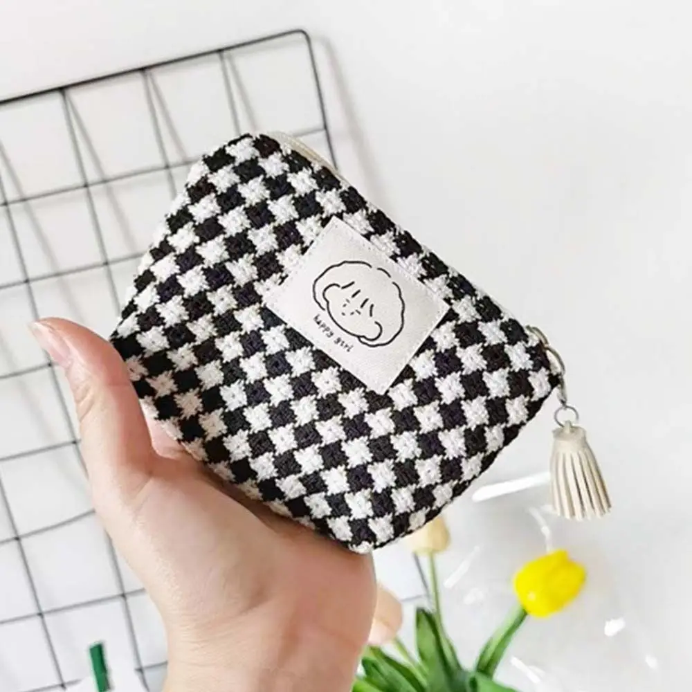 Sweet Girls Plaid Coin Purse Cute Zipper Student Storage Bag Girls Physiological Period Tampon Organizer Small Pouch