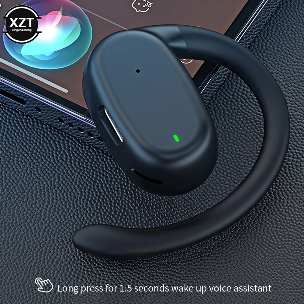 Single Left Ear Bluetooth-compatible Headset 5.2ows Open Bone Conduction Hands-free Earphones Ear Hook Noise Canceling Headphone