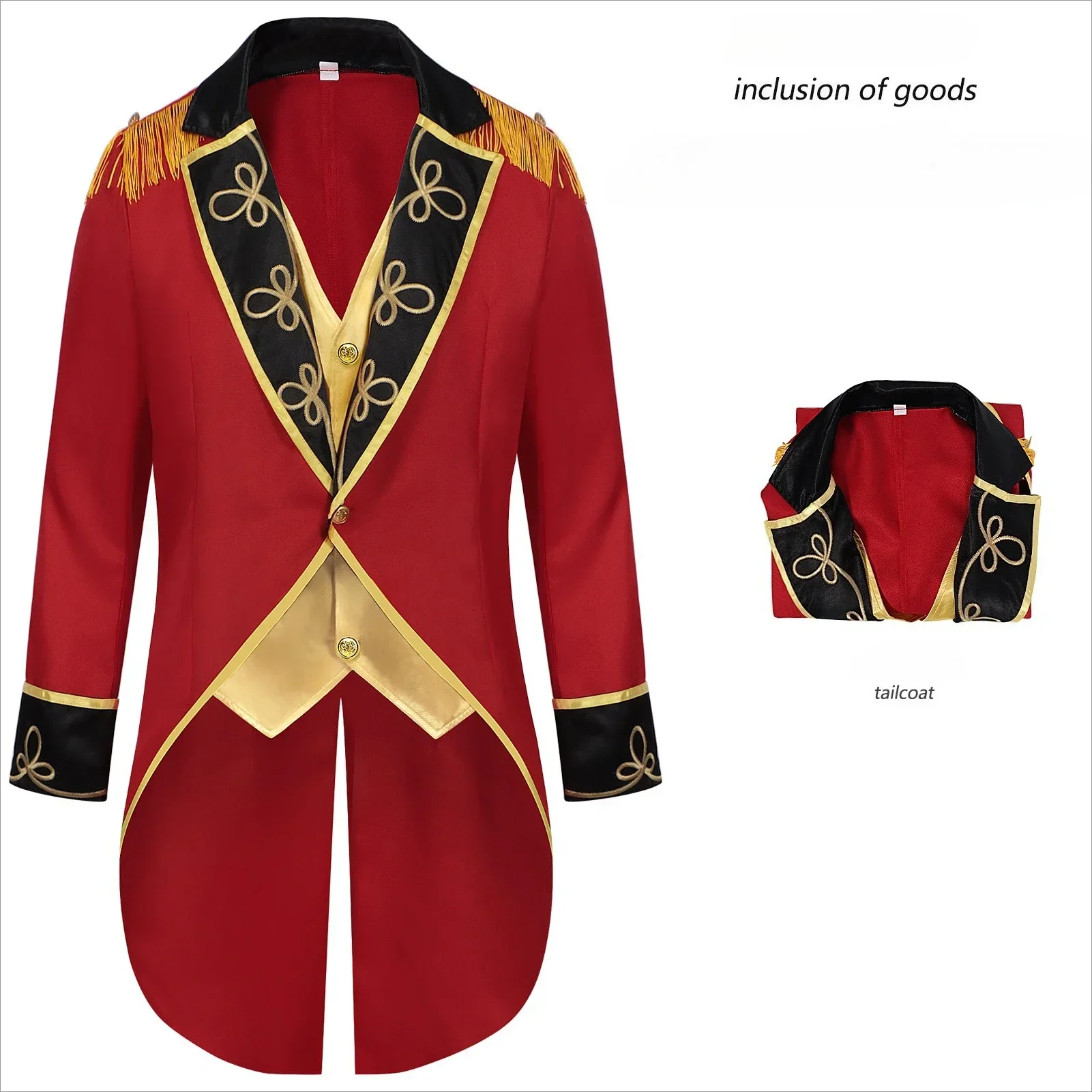 

New Medieval Stand Collar Jackt Princess Stage Shown Performance Costume Vintage Coat Circus Ringmaster Mens Cosplay Uniforms