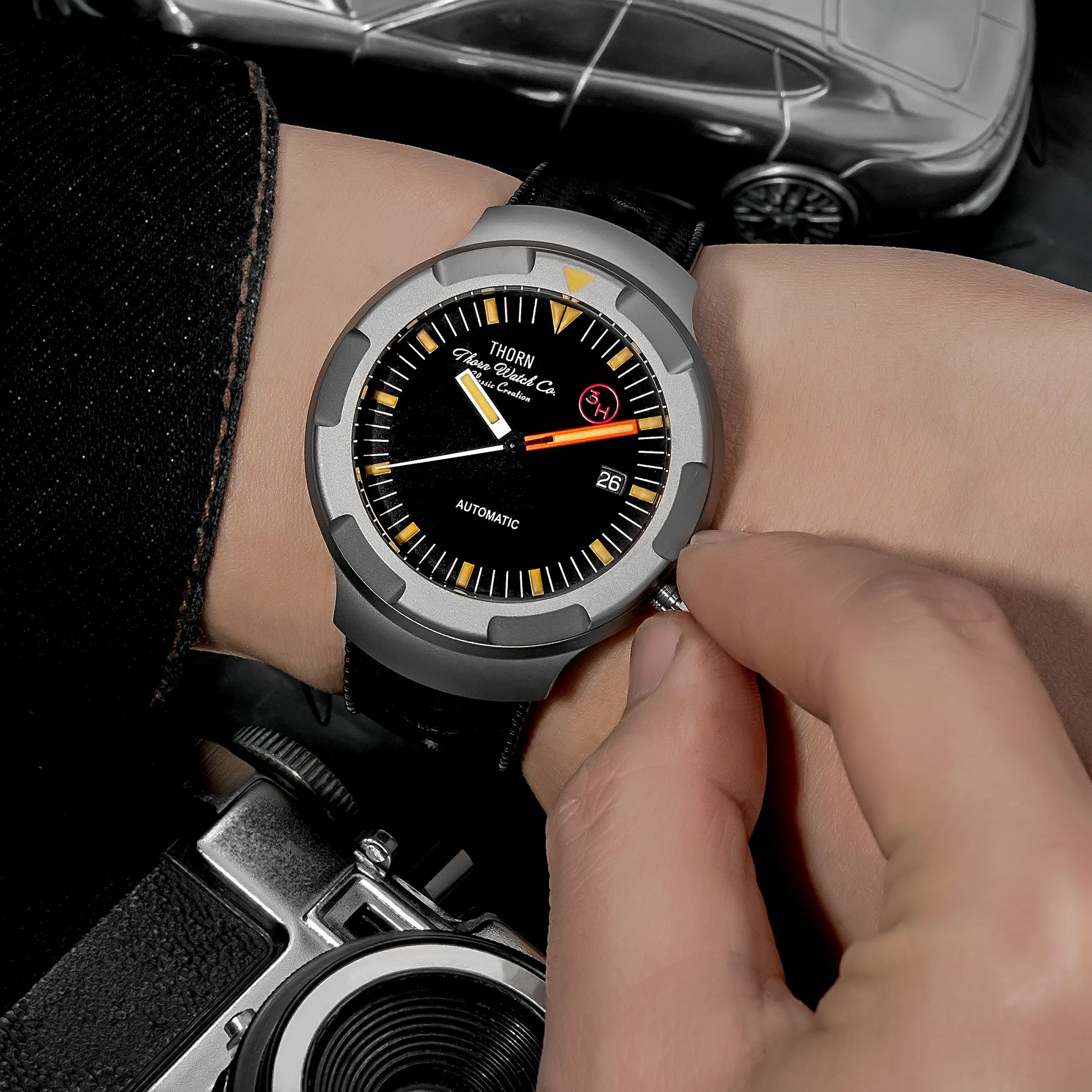 THORN T011 Titanium Men Watches PT5000 Automatic Mechanical Watch Fluororubber Strap Sapphire Mirror 200M Waterproof Retro Watch