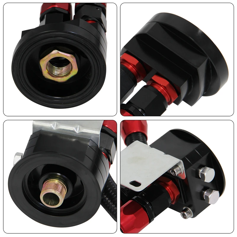 Radiatore olio trasmissione motore universale AN10 a 16 file Tipo britannico + kit di riposizionamento adattatore filtro Argento/Nero
