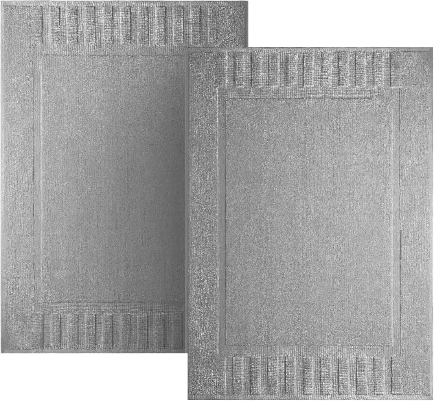 

Bath Mat Set 2 Pack Light Grey - Absorbent Cotton Floor Towel for Shower Spa 22x34 Inches
