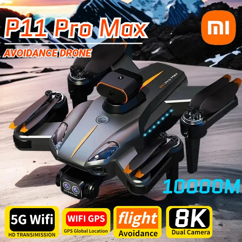 Xiaomi P11 Pro Max Drone 8K 5G Wifi GPS Professional HD Aerial Photography Dual-Camera 360° Obstacle Avoidance Quadcopter 10000M