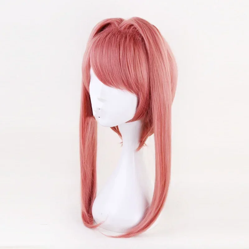 High Quality Doki Literature Club Monika Wigs DDLC 95Cm Long Heat Resistant Synthetic Hair Perucas Cosplay Wig Cap MN10