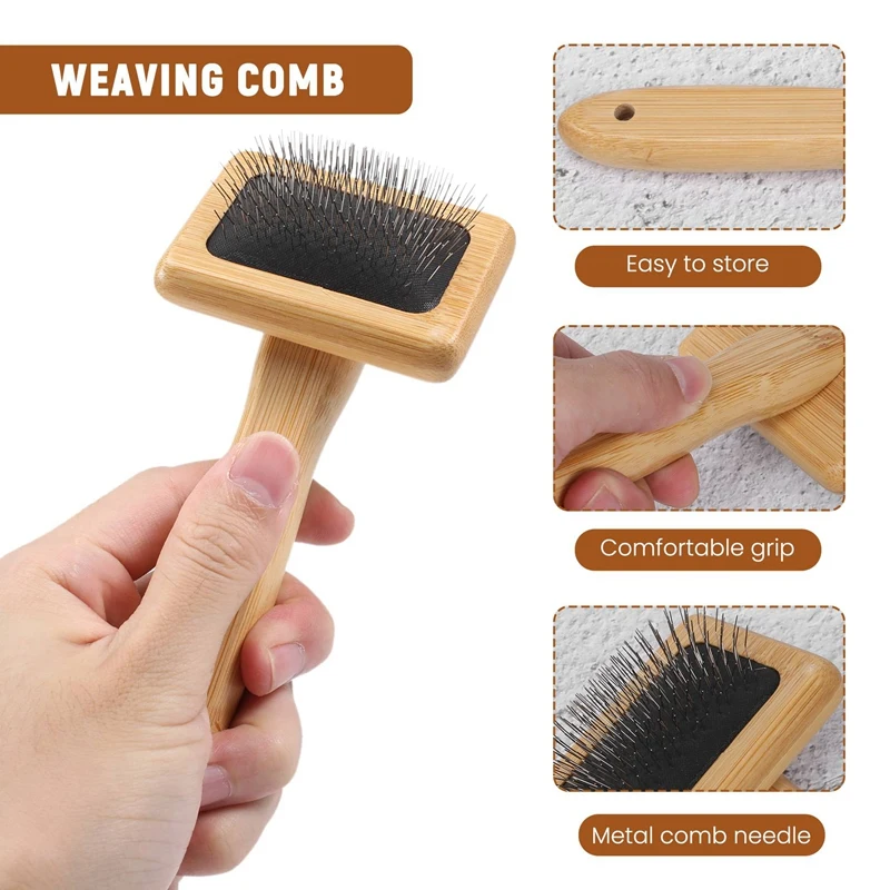 Tapestry Weaving Comb Macrame Slicker Brush Cotton Rope Open Knot Comb Knitting Accessories DIY Braided