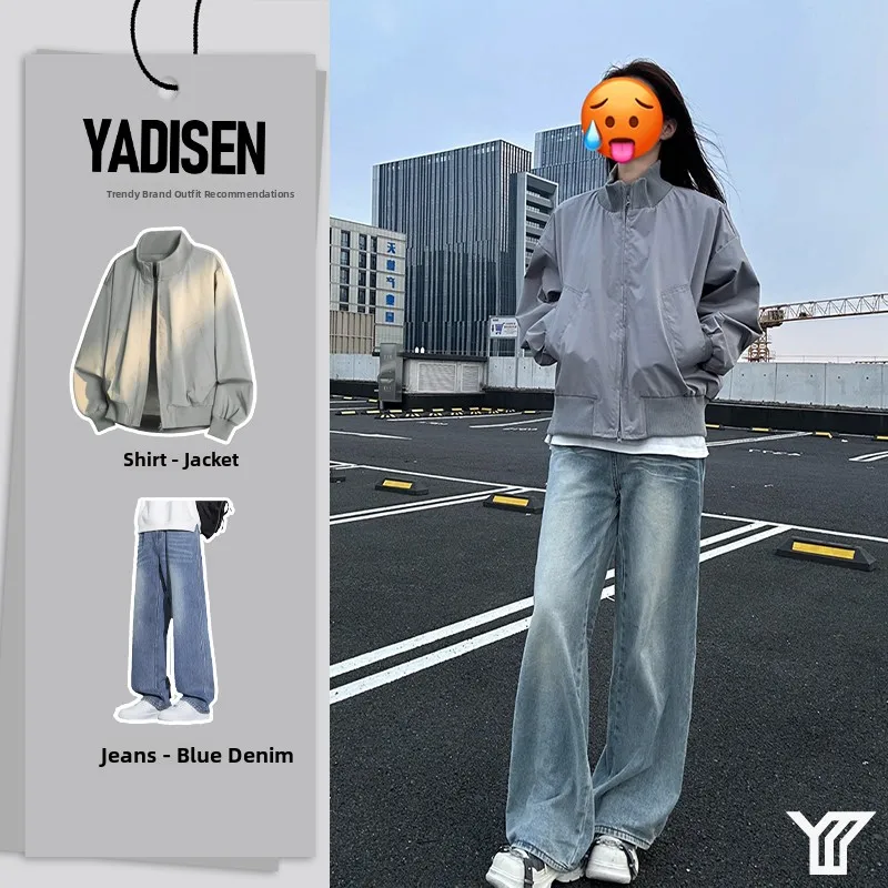 

Cleanfit Men's Pilot Jaet Set Faionable Autumn Outfit Long Sve Baseball Sle Stand Collar High-End Feeling Polyester ...