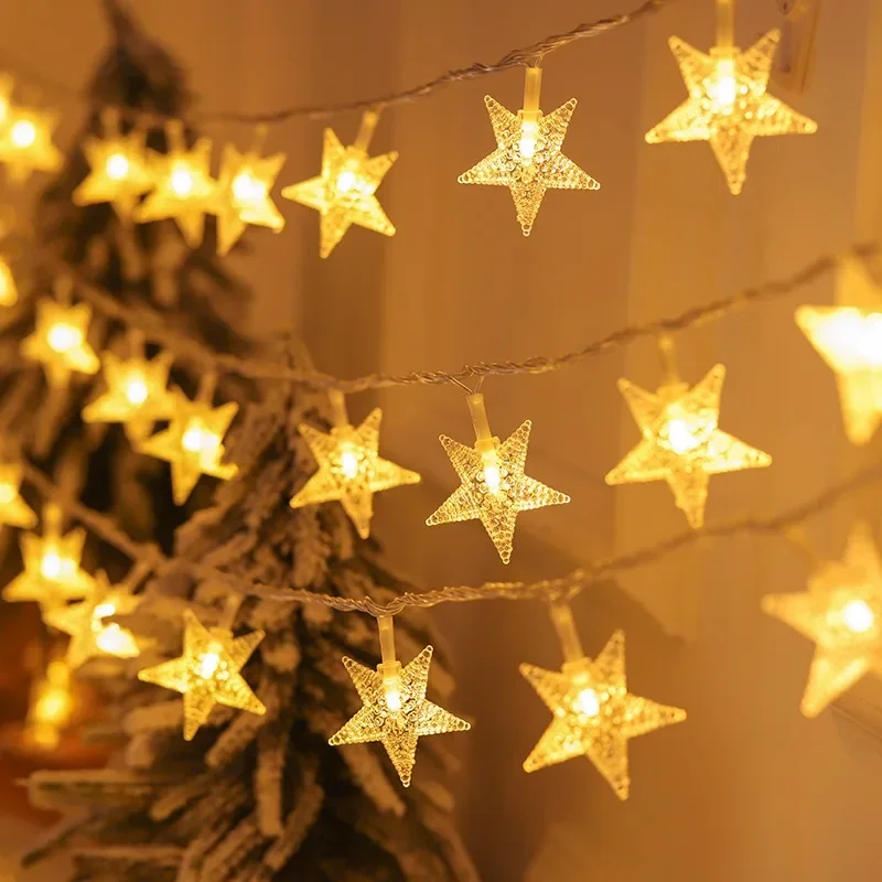 Łańcuchy świetlne LED Outdoor Star Christmas Garland Fairy Lights Wedding Party Home Garden Xmas Tree Lamp New Year Decoration