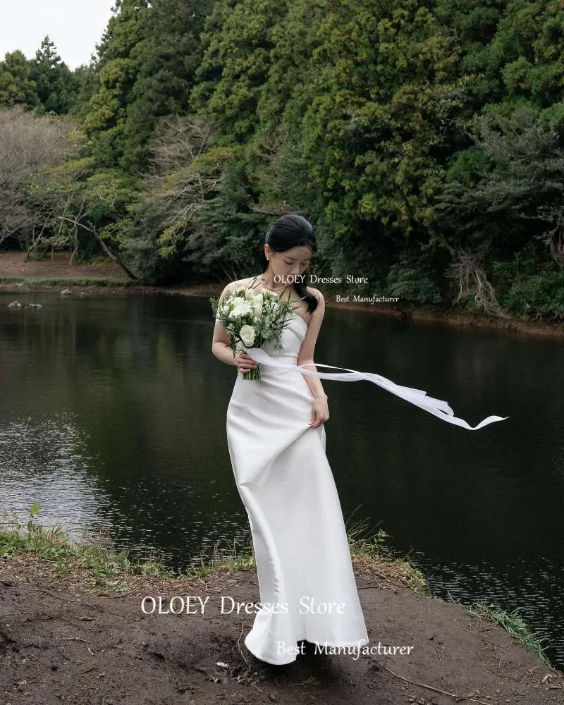 OLOEY Simple A Line Korea Wedding Dresses Photoshoot Tulle Bolero Floor length Bride Dress Corset Back Marriage Custom