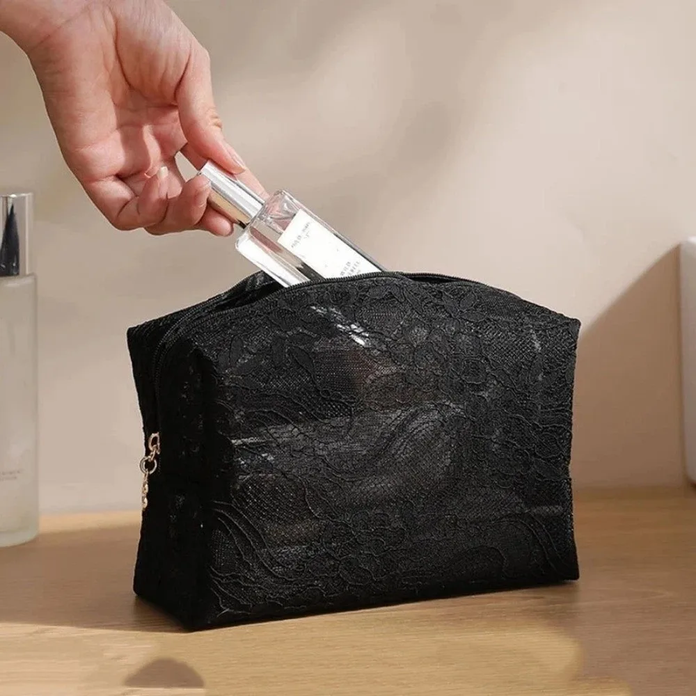 2026 الأزهار الدانتيل حقيبة مستحضرات تجميل شبكة مقاوم للماء حقيبة مستحضرات التجميل سعة كبيرة زهرة مطبوعة السفر حقيبة التخزين التخزين المنظم