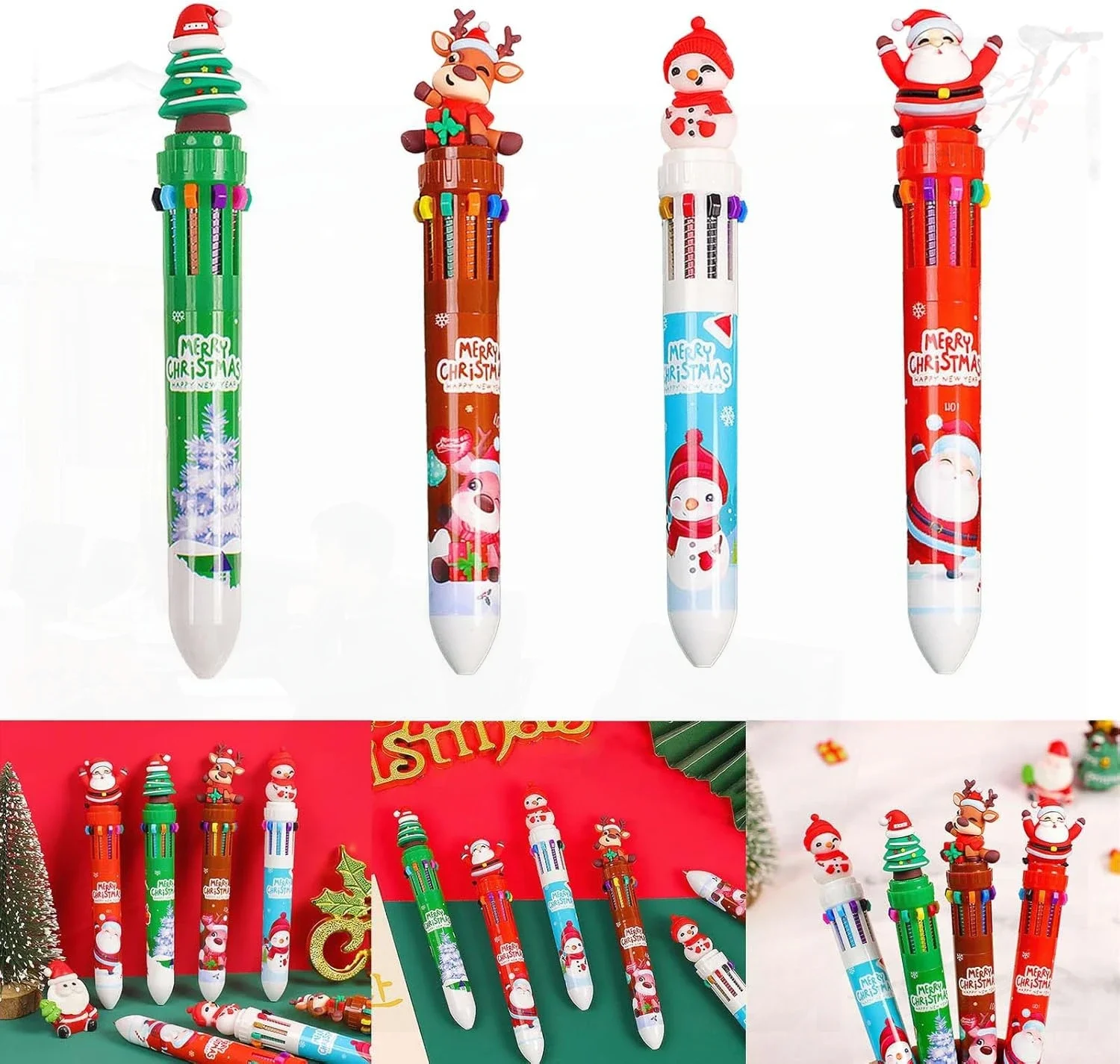 12 Pcs Wholesale 10 Colors Ballpoint Pen Stocking Stuffer Christmas Party Favor Supplies