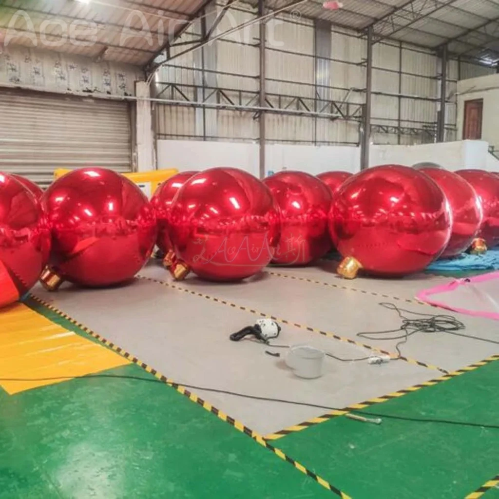 Bola de espelho inflável de natal gigante pendurado ornamentos de natal infláveis bola esferas gigantes para decoração de festa