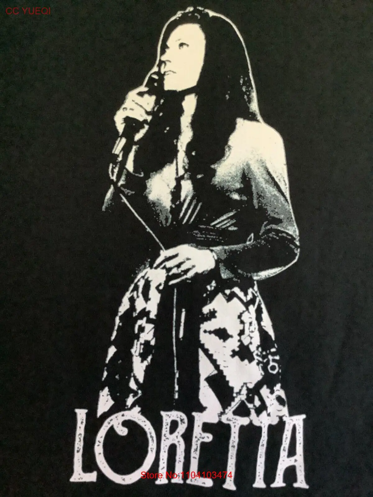 Loretta Lynn concert unisex 100% cotton black t shirt sz M