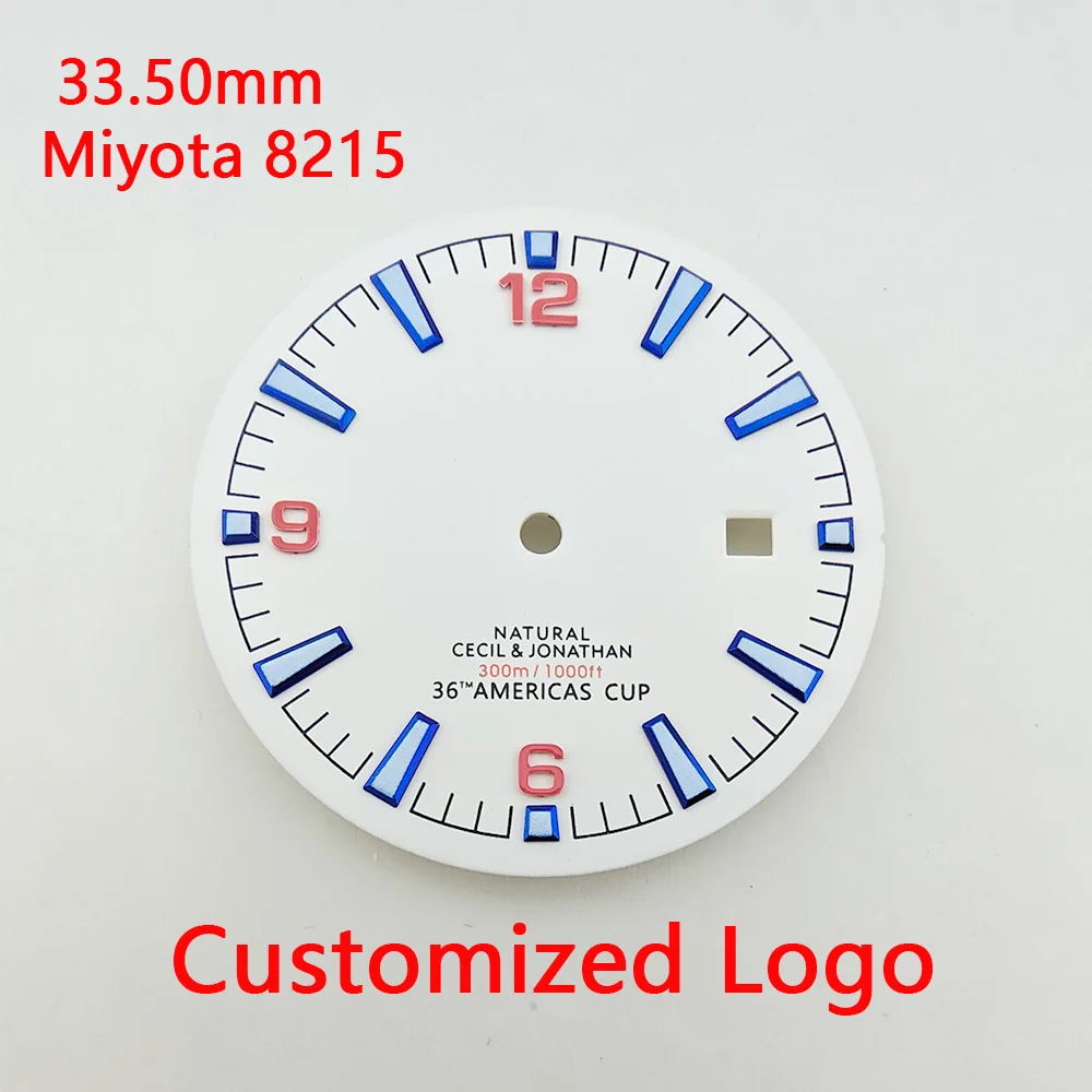 33.5mm Dial Miyota 8215 Dial DIY Custom LOGO Miyota 8215 Luminous Watch dial Accessories Suitable For Miyota 8215 Movement