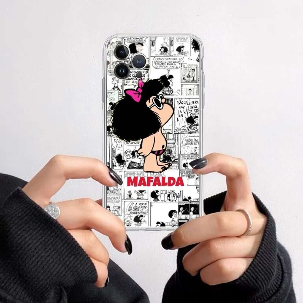 Cartoon Mafalda Phone Case for iPhone 16 15 8 7 6 6S Plus X SE XR XS 14 11 12 13 Mini Pro Max Mobile Case