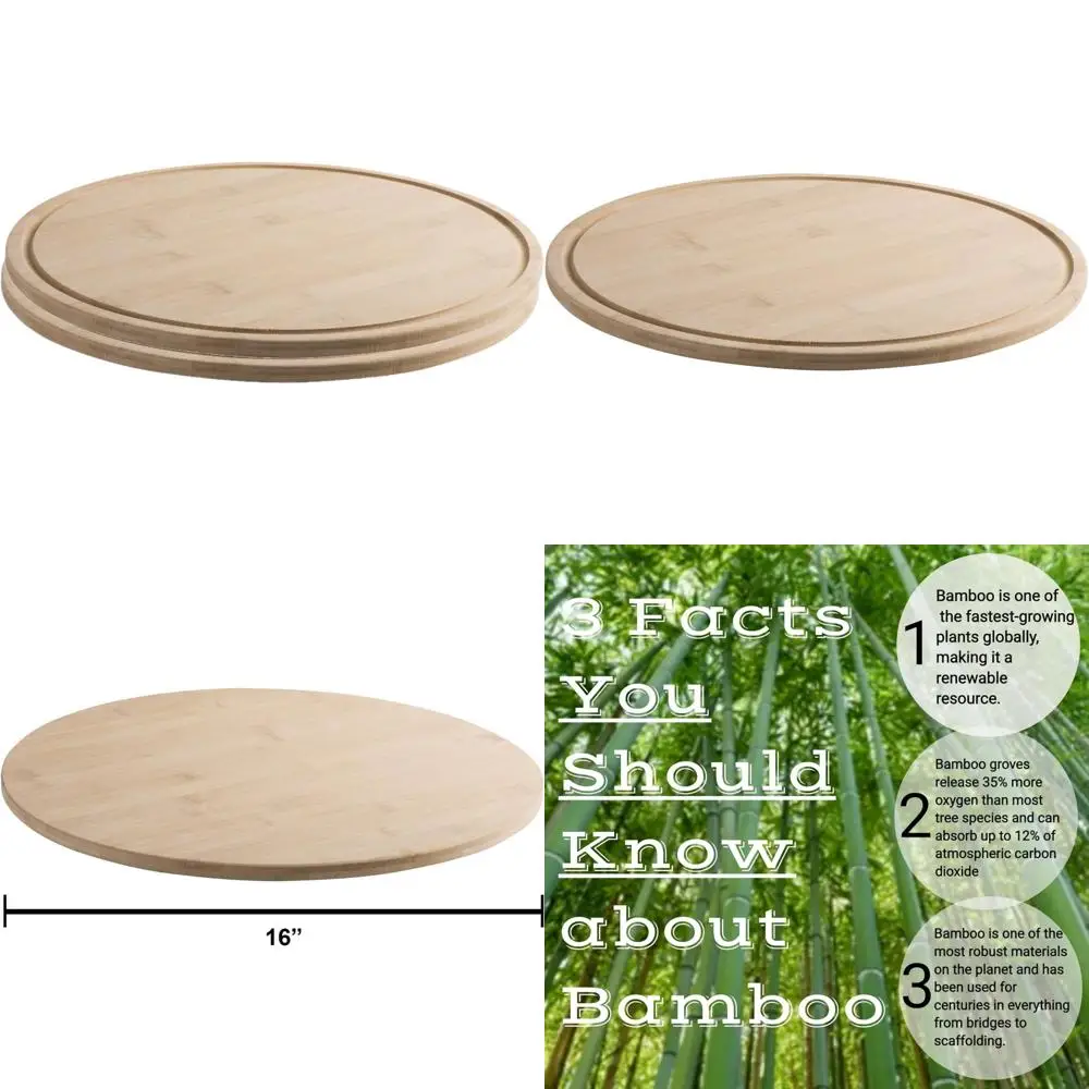 

Bamboo Charcuterie and Meat Cutting Board with Juice Grooves, Set of 2, 16 Inches