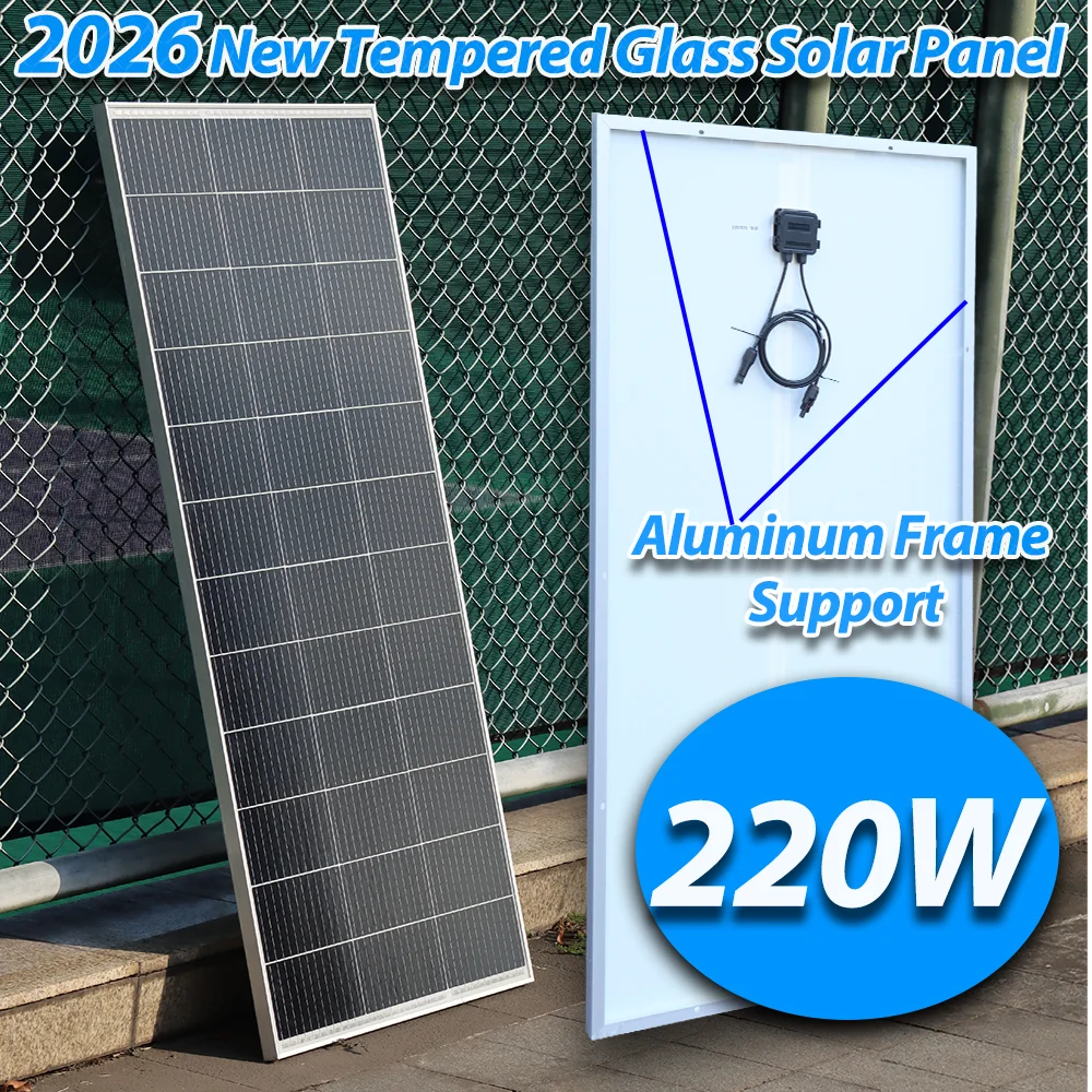 200W Zonnepaneel Hoge Efficiëntie Glas Zonnepaneel Kit Monokristallijn Fotovoltaïsch Paneel met Frame 12V voor Thuis Offgrid Systeem