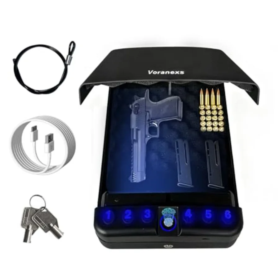 

Портативный биометрический сейф для оружия в дорогу - Сейф для пистолета с отпечатком пальца и цифровой клавиатурой, быстрый доступ, портативный дорожный сейф для оружия