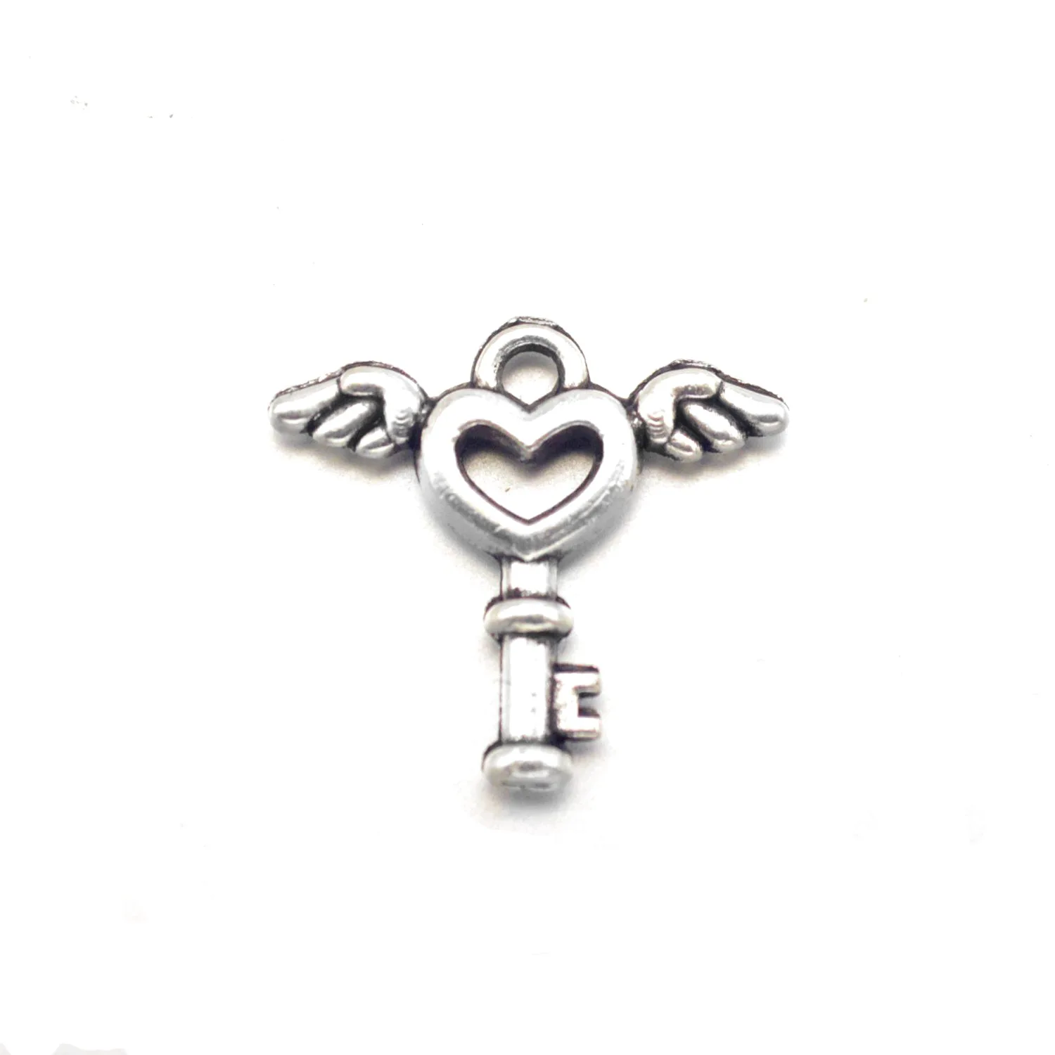 Cute Love Wing Key Silver Color Pendants Jewelry Making Handmade DIY for Necklace , Keychain, Earing Gifts Toys (Pendant Only)