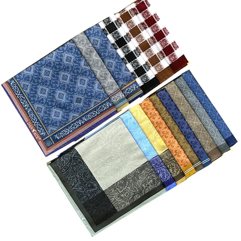 3Pcs 43x43cm Vintage Classic Plaid Printed Men Handkerchiefs Pocket Hankies Soft Cotton Sweat Square Towels Wedding Party Gift