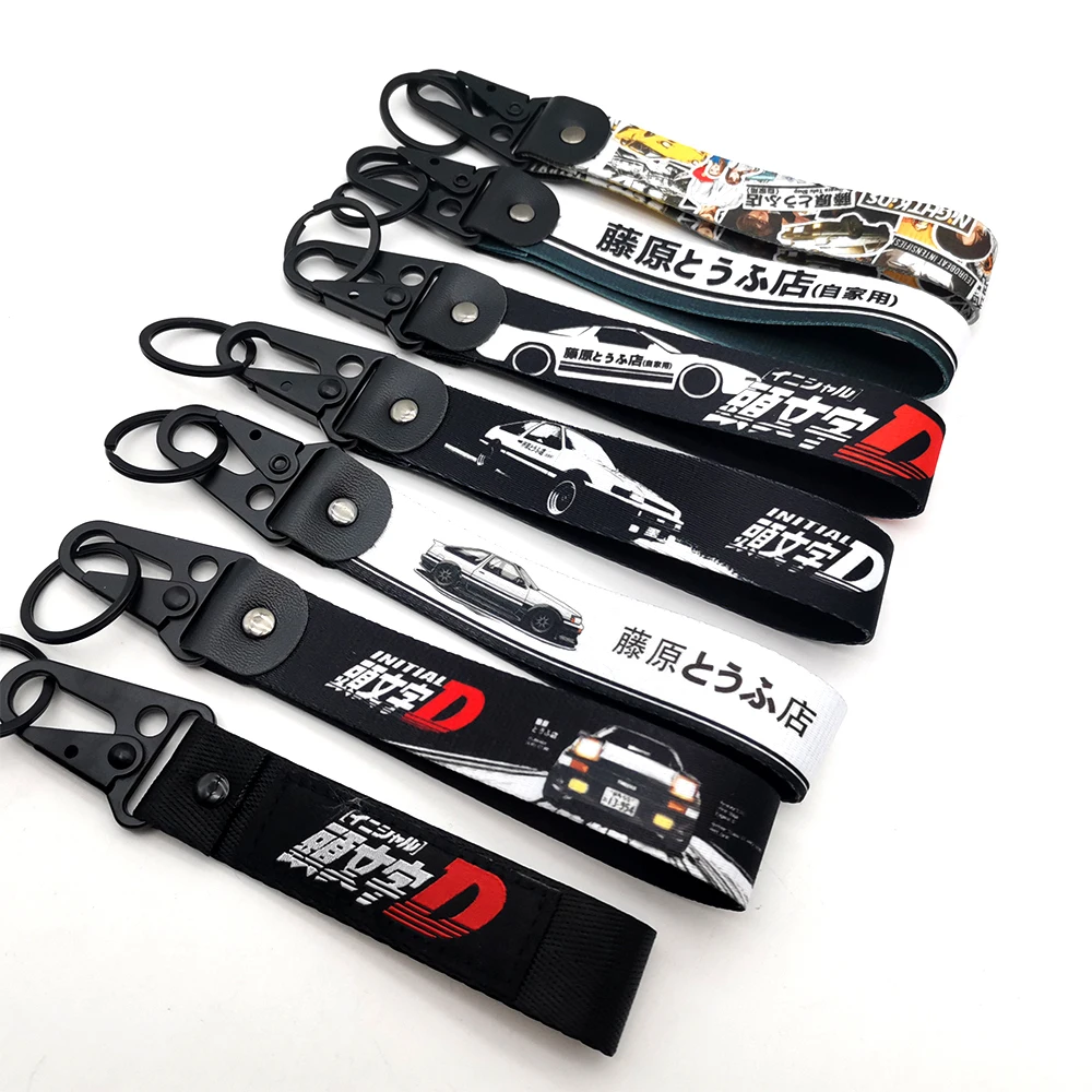 1 PCS JDM Keyring Tags Initial D Fujiwara Tofu Shop Holder Quick Release Drift Car enthusiast For BWM Honda Toyota Auto Pendant