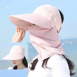 Summer Sunscreen Women Face Cover Hat Outdoor Worker Neck Protection Sunshade Visors Cycling Veil Anti-UV Empty Top Cap