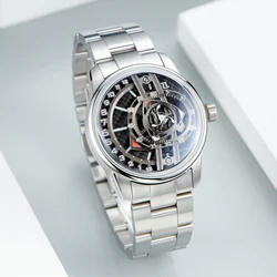 OBLVLO New Style Carbon Fibre Rotor Automatic Watch 316L Stainless Steel Luminous Waterproof Mechanical Watch for Men JM-ROTOR