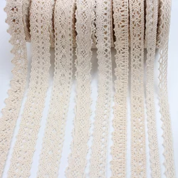 2/5/10Yards Beige Cotton Embroidered Lace Applique DIY Handmade Crafts Clothes Trim Ribbons Sewing Tulle Accessories Supplies