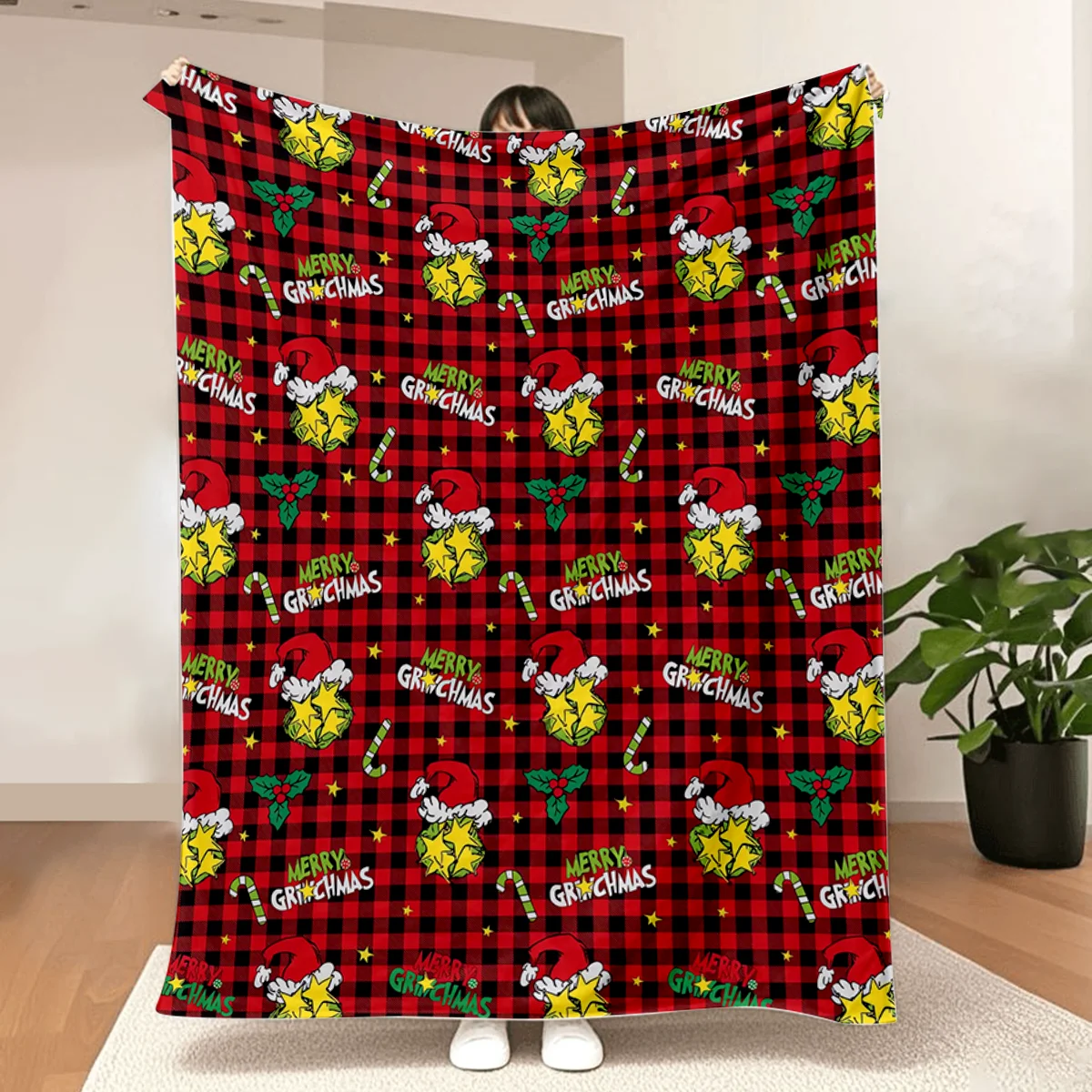 Lustige Weihnachts-Überwurfdecke, rote, weiche Feiertags-Fleecedecke, warme, gemütliche Flanell-Weihnachtsüberwürfe für Damen und Herren