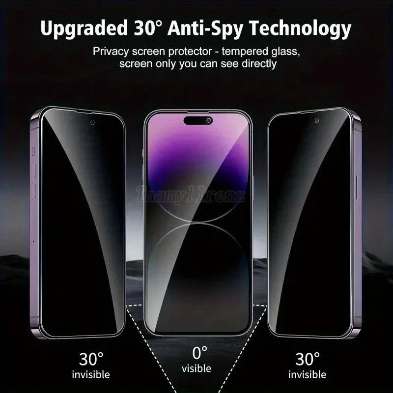 2 حزمة حامي الشاشة المضادة للتجسس مناسبة آيفون 17 16 15 14 12 13 11 برو ماكس 15 14Plus 16e 17 الهواء مع 2 قطعة فيلم عدسة الكاميرا