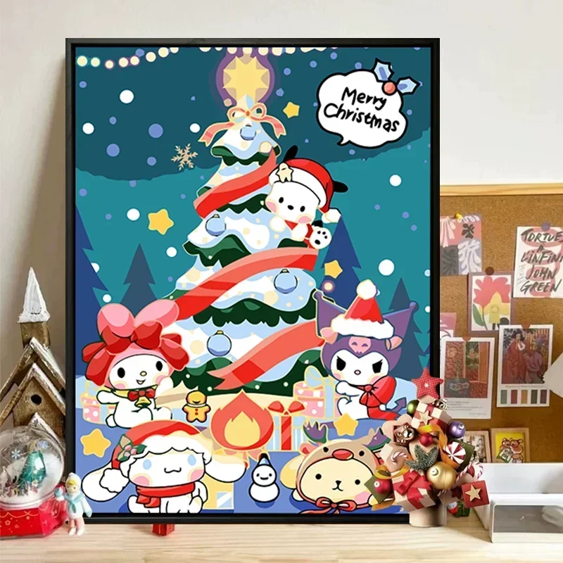 シンナモロールアニメペインティング装飾ハローキティ,クロミイン,ミニソ,クリスマスツリー,かわいい漫画,カワイイ,女の子へのギフト