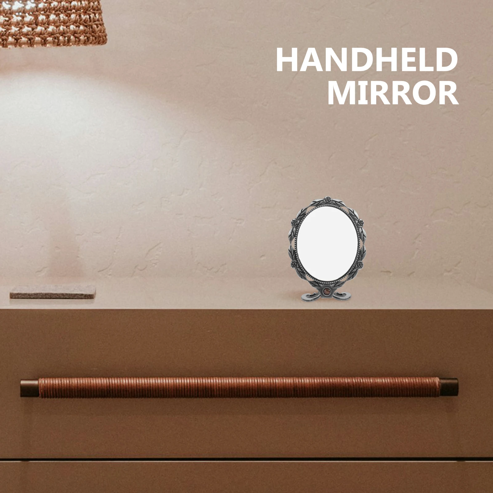 

Portable Mirror Small Handheld Vintage Style Lightweight Makeup Mirror Ergonomic Handle for Women Travel Vanity