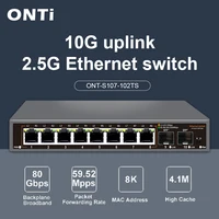 Conmutador Ethernet no administrado ONTi de 2,5 Gb, conmutador de red de 8 puertos 2,5 GBASE-T con puerto SFP + de 10G, conmutador Homelab sin ventilador Plug and Play