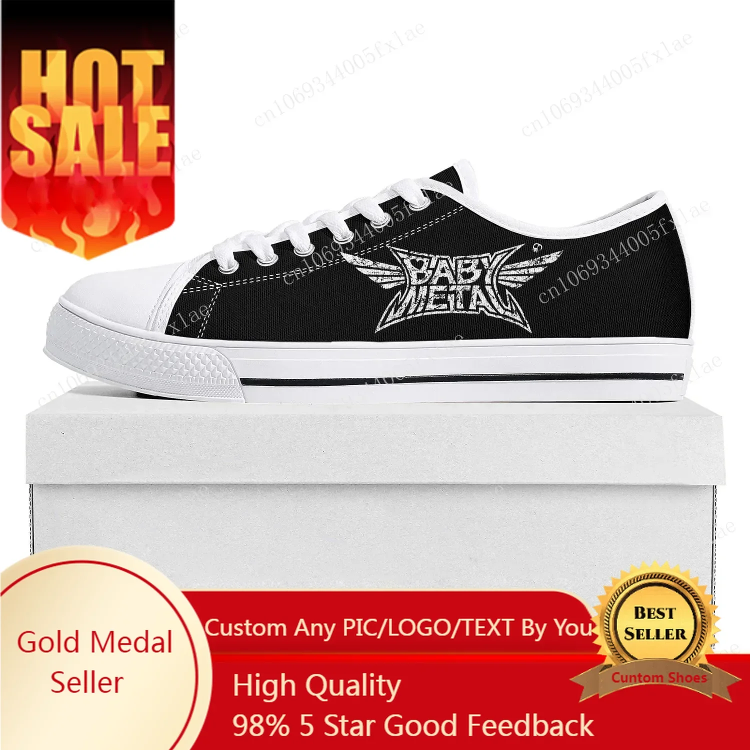 Babymetal Rock Band Pop Fashion Low Top Sneakers Mens Womens Teenager Canvas Sneaker Couple Shoes Custom Shoe White