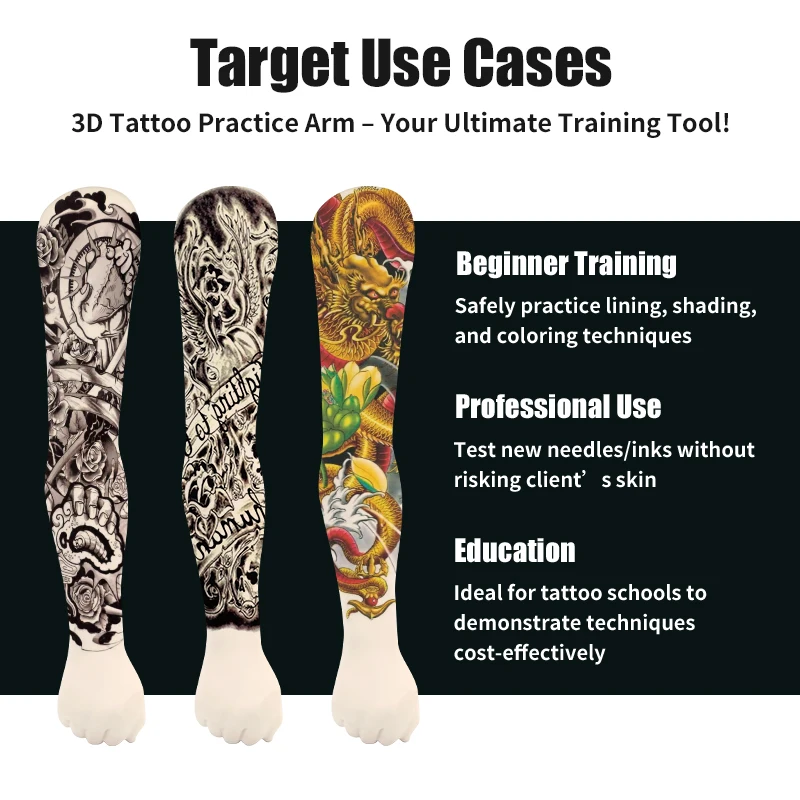 ثلاثية الأبعاد ممارسة الوشم سيليكون الذراع محاكاة قابلة لإعادة الاستخدام الذراع الوشم ممارسة الجلد التدريب نموذج لفناني الوشم والمبتدئين #5