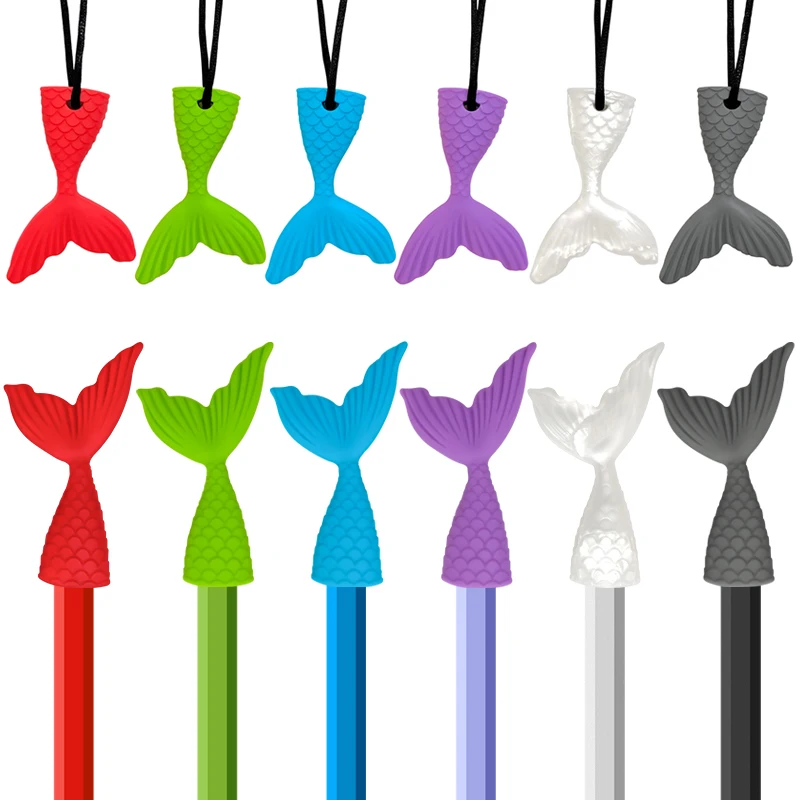 

1/6 шт. силиконовые прорезыватели-подвески в форме русалки без БФА, мягкие сенсорные игрушки для детей, игрушки для аутистов